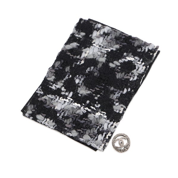 シャネル コート ツイード カメリア ウール レディースサイズ38 P26844V17315 CHANEL アウター 黒 白
