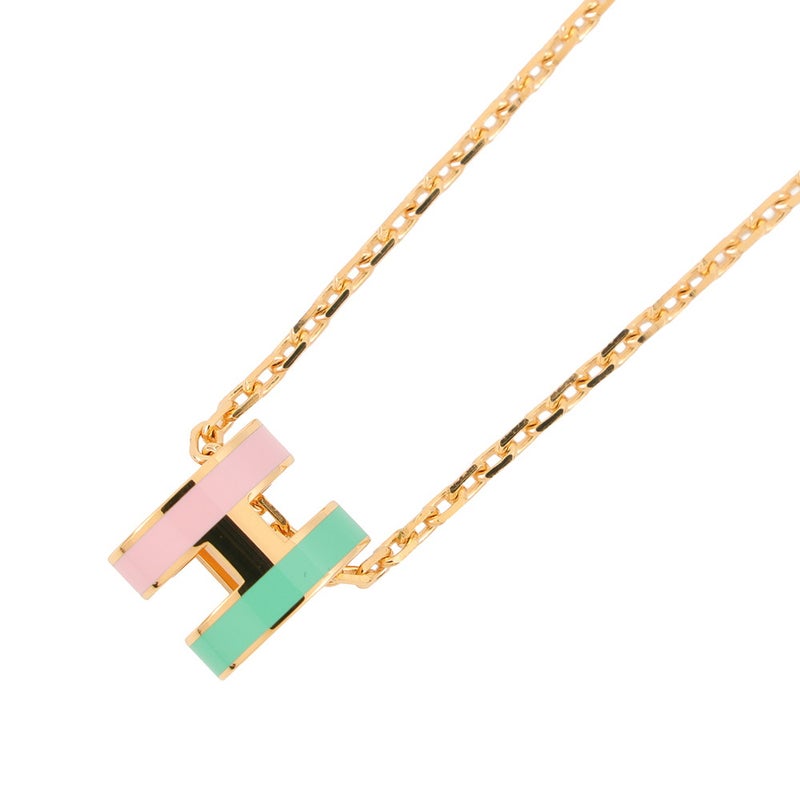 エルメス ネックレス ミニ・ポップアッシュ ロカバール マラバル ヴェール/ローズ/ゴールド金具 HERMES アクセサリー