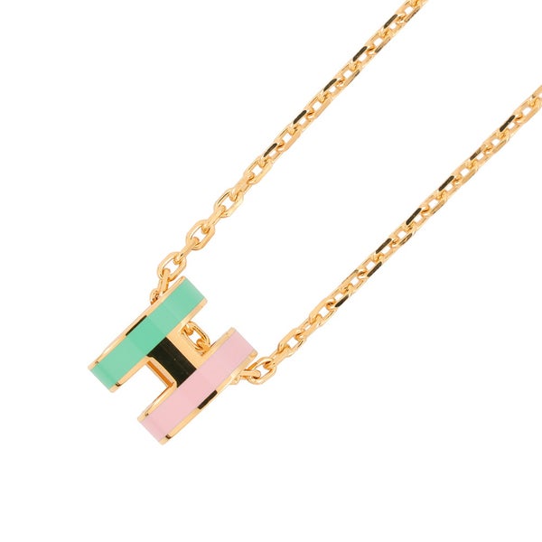エルメス ネックレス ミニ・ポップアッシュ ロカバール マラバル ヴェール/ローズ/ゴールド金具 HERMES アクセサリー
