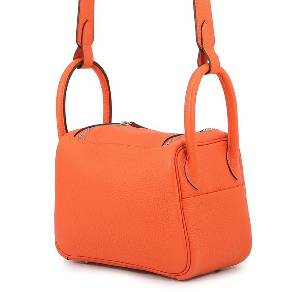 エルメス ハンドバッグ リンディ ミニ タンジェリン/シルバー金具 トリヨンクレマンス G刻印 HERMES バッグ 2wayショルダーバッグ