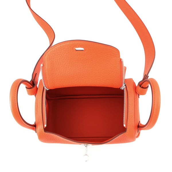 エルメス ハンドバッグ リンディ ミニ タンジェリン/シルバー金具 トリヨンクレマンス G刻印 HERMES バッグ 2wayショルダーバッグ