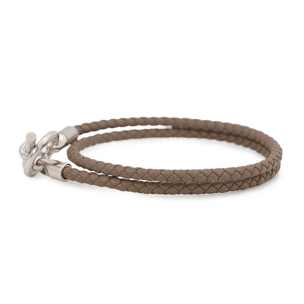エルメス ブレスレット グレナン ドゥブルトゥール エトゥープ/シルバー金具 スイフト HERMES アクセサリー