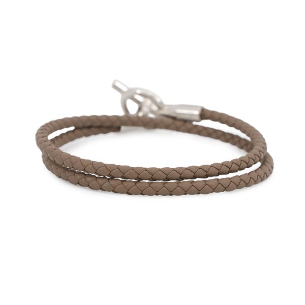 エルメス ブレスレット グレナン ドゥブルトゥール エトゥープ/シルバー金具 スイフト HERMES アクセサリー