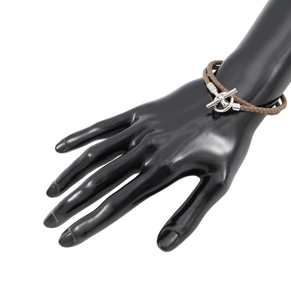 エルメス ブレスレット グレナン ドゥブルトゥール エトゥープ/シルバー金具 スイフト HERMES アクセサリー