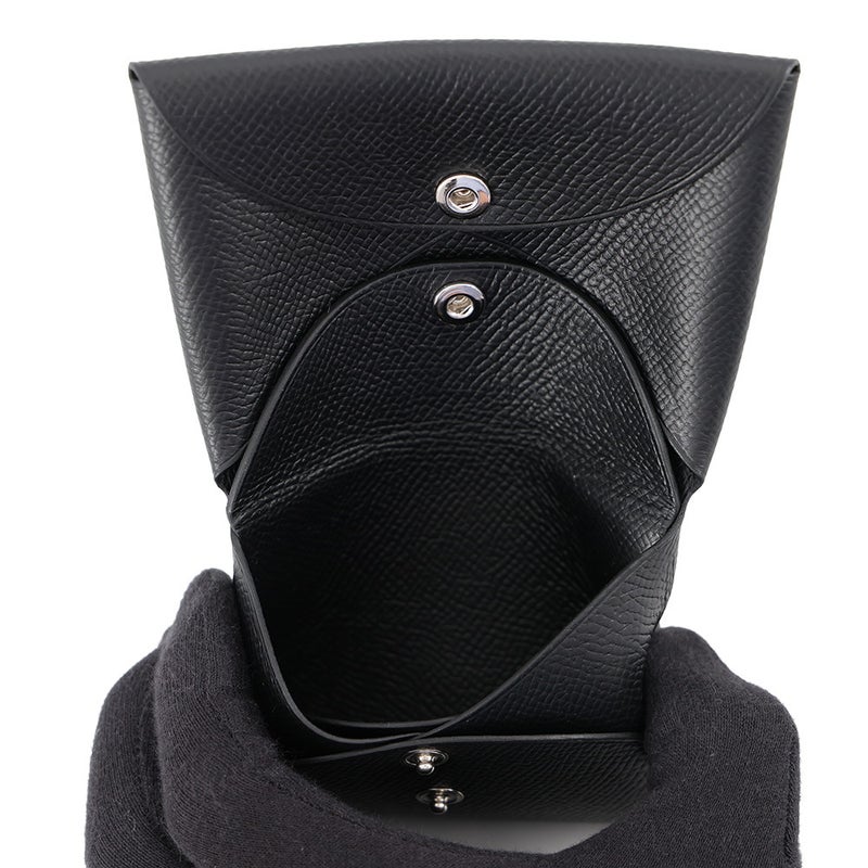エルメス コインケース カルヴィ デュオ ブラック/シルバー金具 エプソン U刻印 財布 黒
