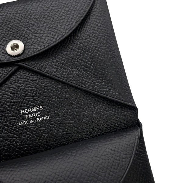 エルメス コインケース カルヴィ デュオ ブラック/シルバー金具 エプソン U刻印 財布 黒