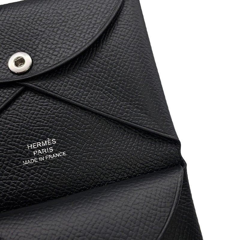 エルメス コインケース カルヴィ デュオ ブラック/シルバー金具 エプソン U刻印 財布 黒