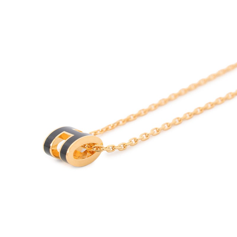 エルメス ネックレス ミニ・ポップアッシュ ブラック/ゴールド金具 HERMES アクセサリー ポップH 黒