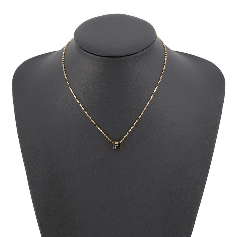 エルメス ネックレス ミニ・ポップアッシュ ブラック/ゴールド金具 HERMES アクセサリー ポップH 黒