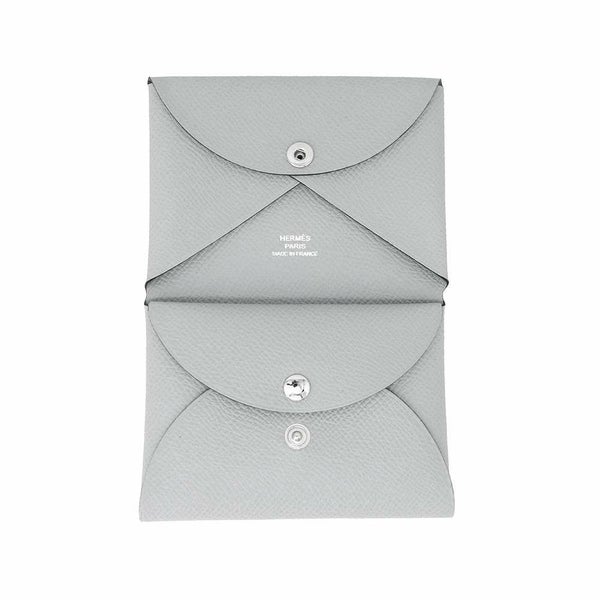 エルメス コインケース カルヴィ デュオ ブルーグラシエ/シルバー金具 エプソン K刻印 財布