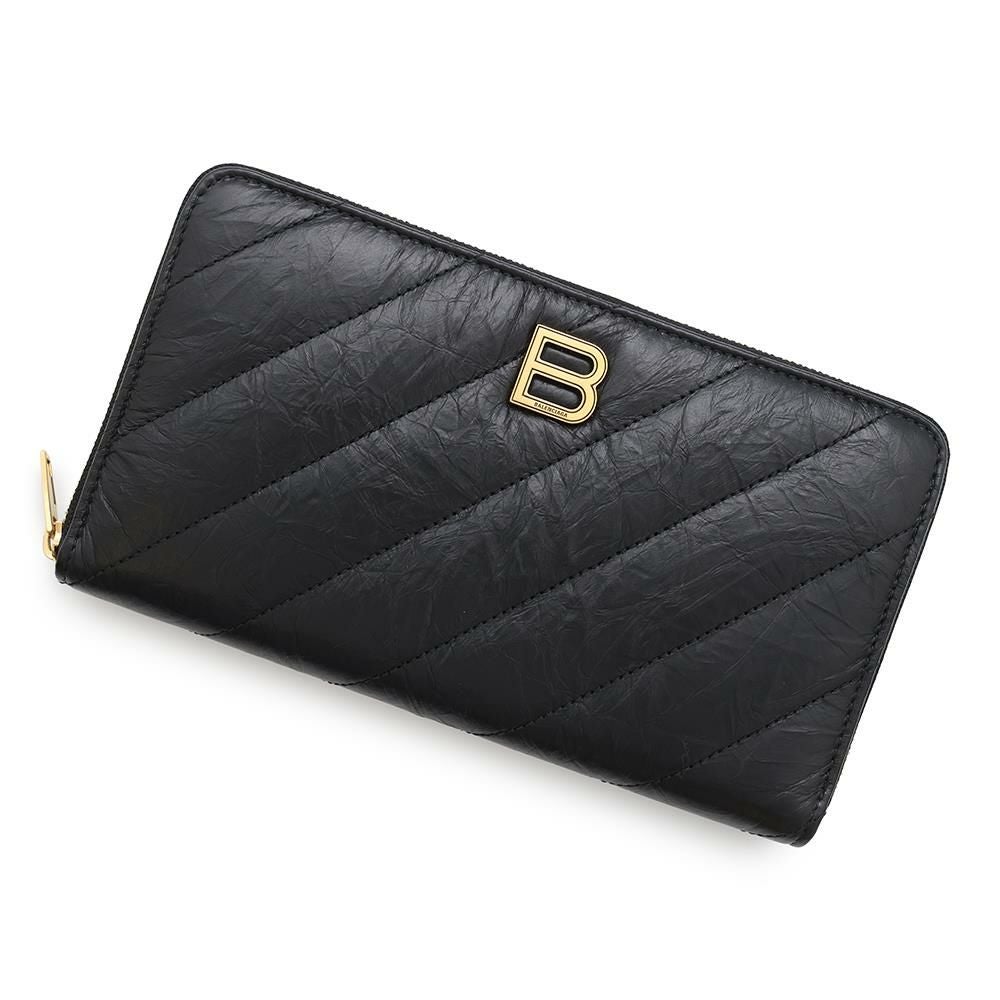 カーフレザー✨BALENCIAGA✨バレンシアガ✨財布✨レザー✨ブラック✨現行品 BALENCIAGA（バレンシアガ） 財布 二つ折り コンパクト ミニ財布