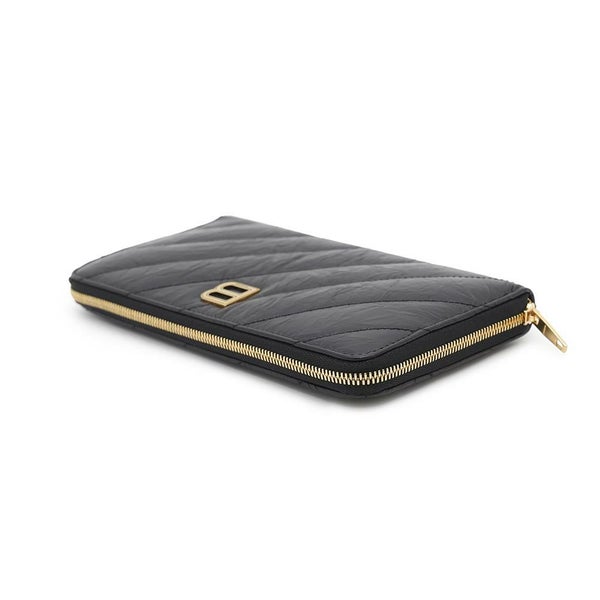 バレンシアガ 長財布 クラッシュ コンチネンタル ウォレット カーフレザー 766447 BALENCIAGA 黒