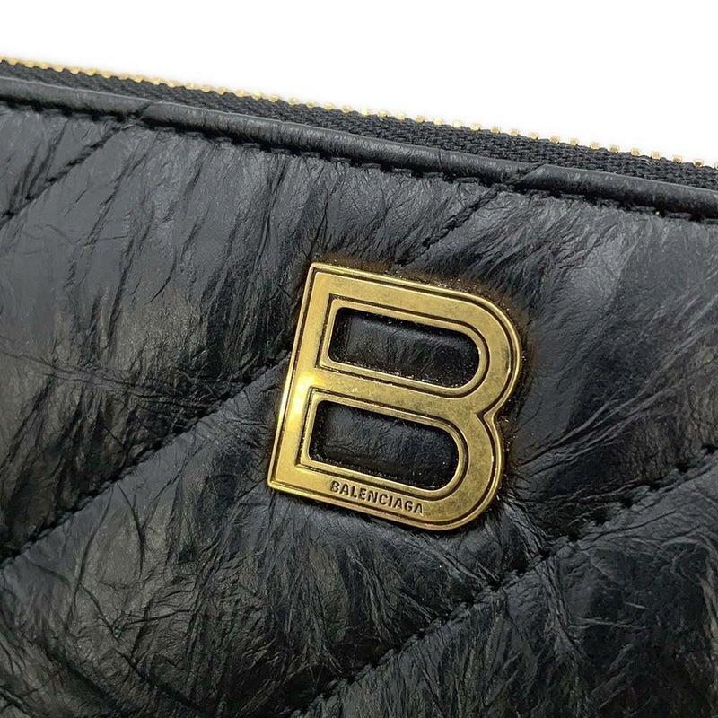 バレンシアガ 長財布 クラッシュ コンチネンタル ウォレット カーフレザー 766447 BALENCIAGA 黒