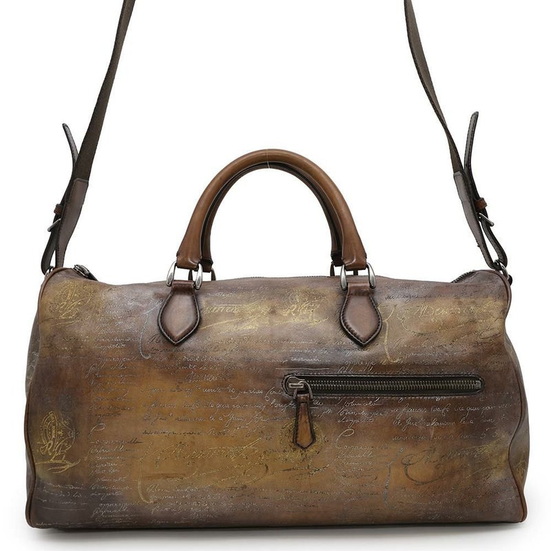 ベルルッティ ボストンバッグ カリグラフィ ゴールド・プラチナパティーヌ Berluti 2wayショルダーバッグ