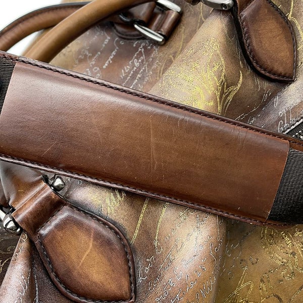 ベルルッティ ボストンバッグ カリグラフィ ゴールド・プラチナパティーヌ Berluti 2wayショルダーバッグ