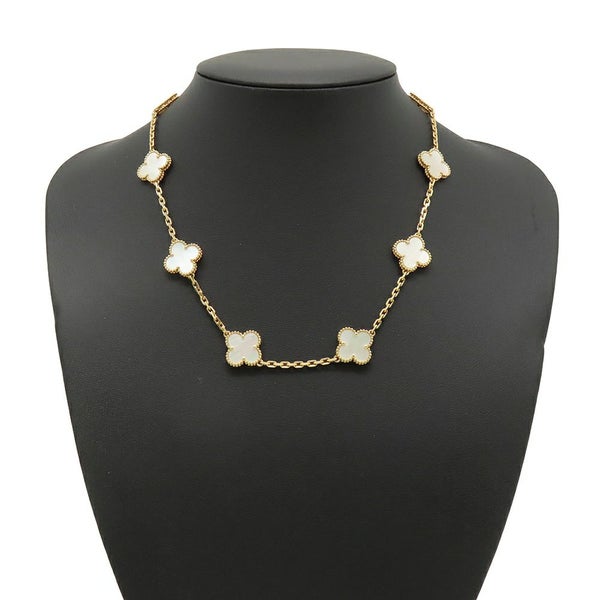 ヴァンクリーフ&アーペル ネックレス ヴィンテージ アルハンブラ ネックレス 10モチーフ マザーオブパール K18YG VCARA42800