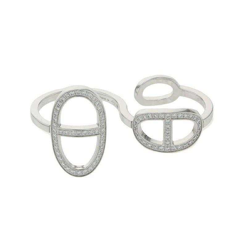 エルメス リング シェーヌダンクル コントゥール ダブル リング ダイヤ 76P 0.48ct K18WGホワイトゴールド サイズ54