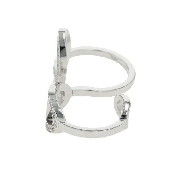 エルメス リング シェーヌダンクル コントゥール ダブル リング ダイヤ 76P 0.48ct K18WGホワイトゴールド サイズ54