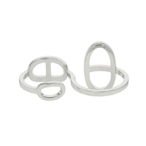 エルメス リング シェーヌダンクル コントゥール ダブル リング ダイヤ 76P 0.48ct K18WGホワイトゴールド サイズ54