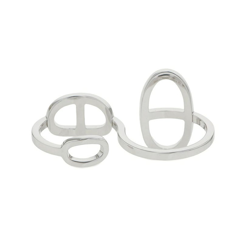 エルメス リング シェーヌダンクル コントゥール ダブル リング ダイヤ 76P 0.48ct K18WGホワイトゴールド サイズ54