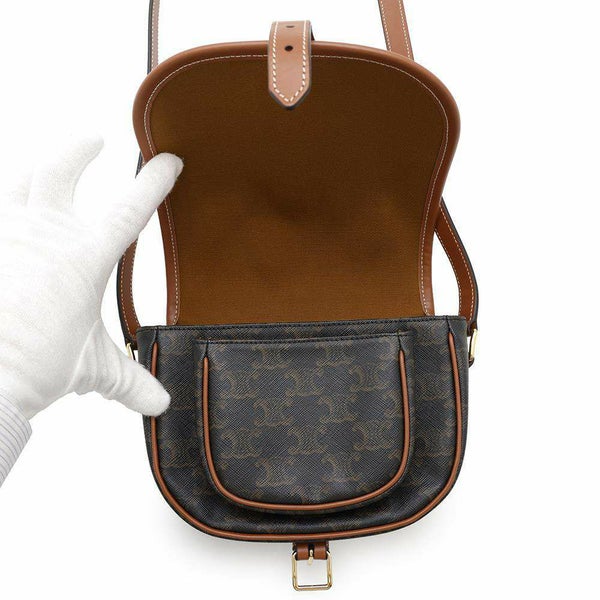 セリーヌ ショルダーバッグ ミディアム フォルコ トリオンフ 191502 CELINE ブラウン