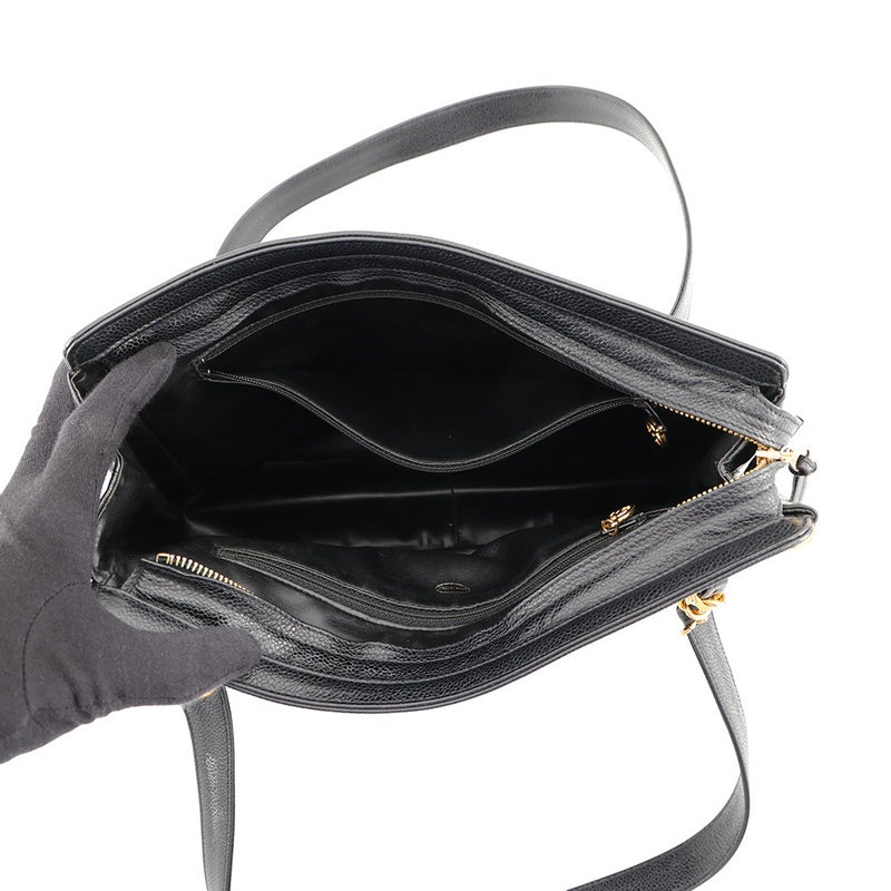 シャネル チェーントートバッグ トリプルココマーク キャビアスキン A03675 CHANEL 黒