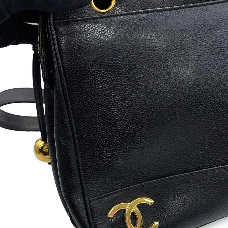シャネル チェーントートバッグ トリプルココマーク キャビアスキン A03675 CHANEL 黒
