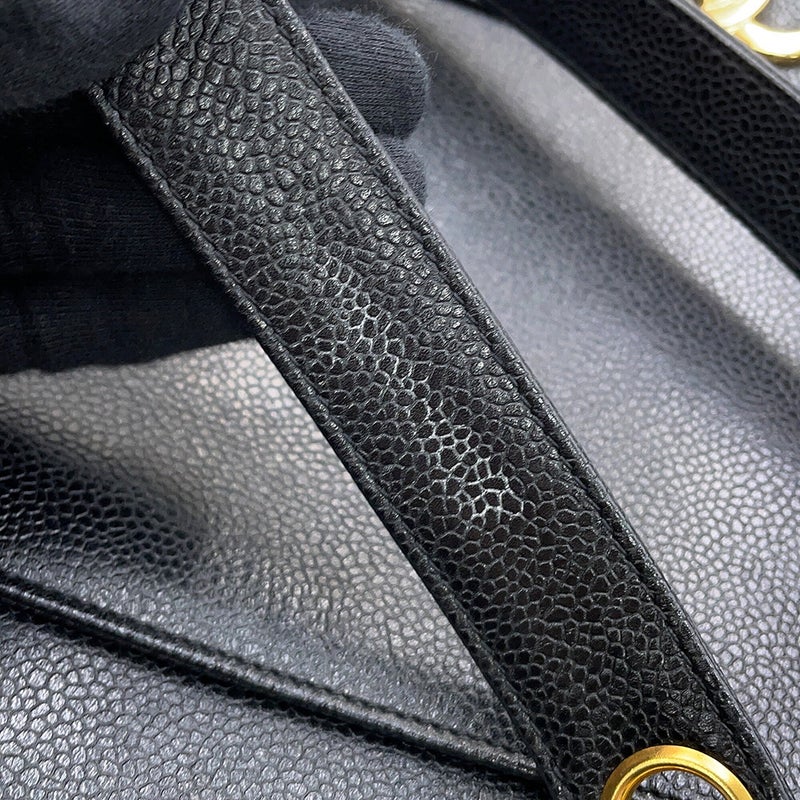 シャネル チェーントートバッグ トリプルココマーク キャビアスキン A03675 CHANEL 黒