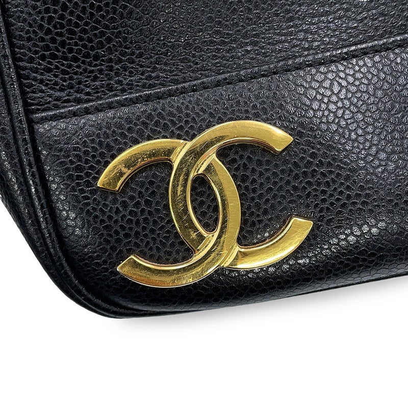 シャネル チェーントートバッグ トリプルココマーク キャビアスキン A03675 CHANEL 黒
