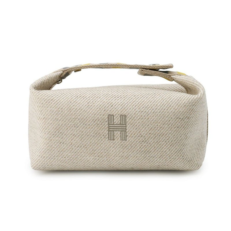 エルメス ポーチ ブリッド・ア・ブラック オ・カレ PM セーグル/シルバー金具 ウール HERMES