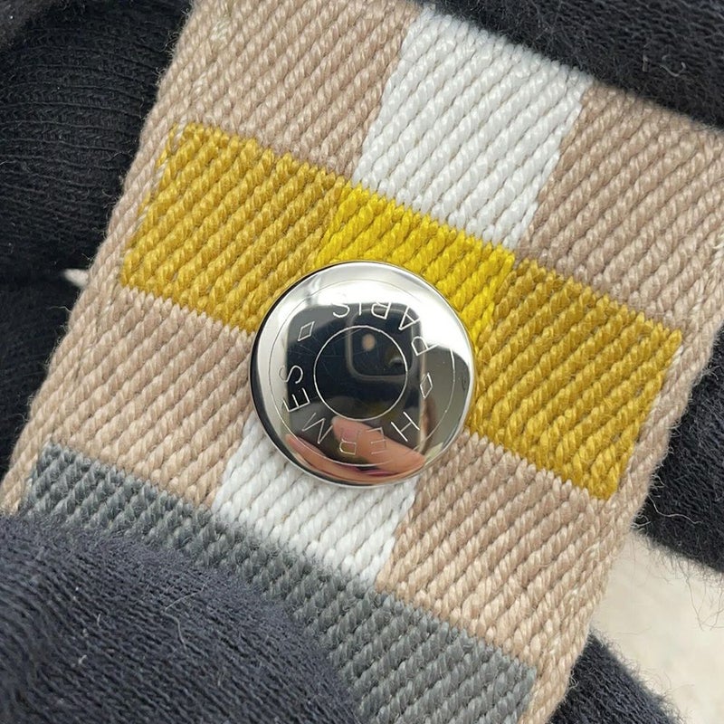 エルメス ポーチ ブリッド・ア・ブラック オ・カレ PM セーグル/シルバー金具 ウール HERMES