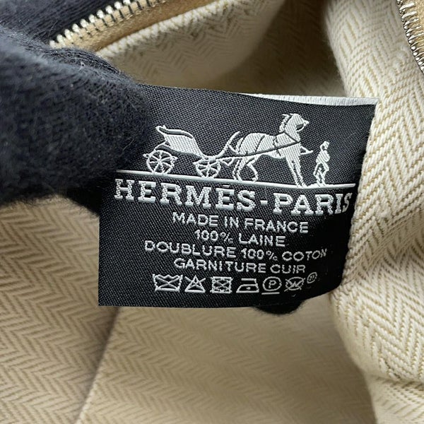 エルメス ポーチ ブリッド・ア・ブラック オ・カレ PM セーグル/シルバー金具 ウール HERMES