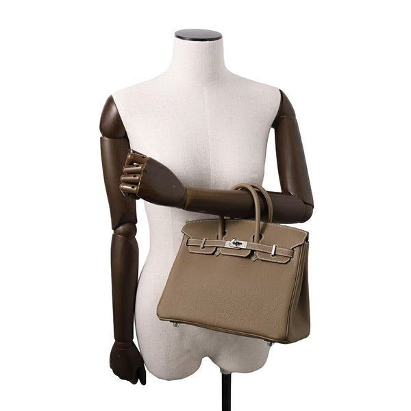 エルメス バーキン25 エトゥープ/シルバー金具 トゴ K刻印 HERMES ハンドバッグ