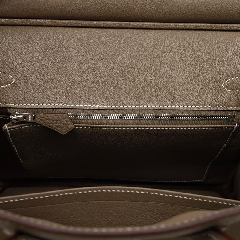 エルメス バーキン25 エトゥープ/シルバー金具 トゴ K刻印 HERMES ハンドバッグ