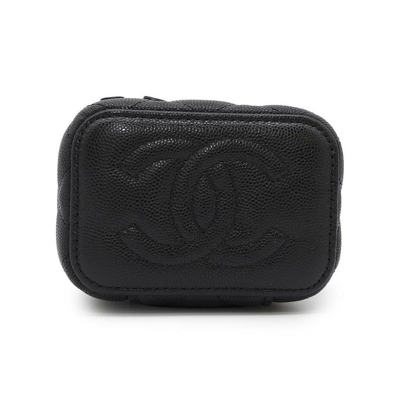 シャネル チェーンショルダーバッグ マトラッセ ココマーク ヴァニティケース ミニ キャビアスキン AP1340 バニティ 黒