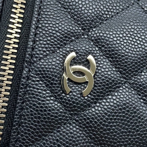 シャネル チェーンショルダーバッグ マトラッセ ココマーク ヴァニティケース ミニ キャビアスキン AP1340 バニティ 黒