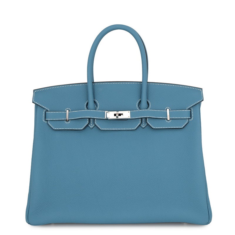 エルメス バーキン35 ニューブルージーン/シルバー金具 トゴ G刻印 HERMES Birkin ハンドバッグ