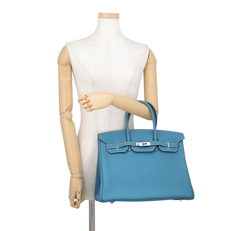 エルメス バーキン35 ニューブルージーン/シルバー金具 トゴ G刻印 HERMES Birkin ハンドバッグ