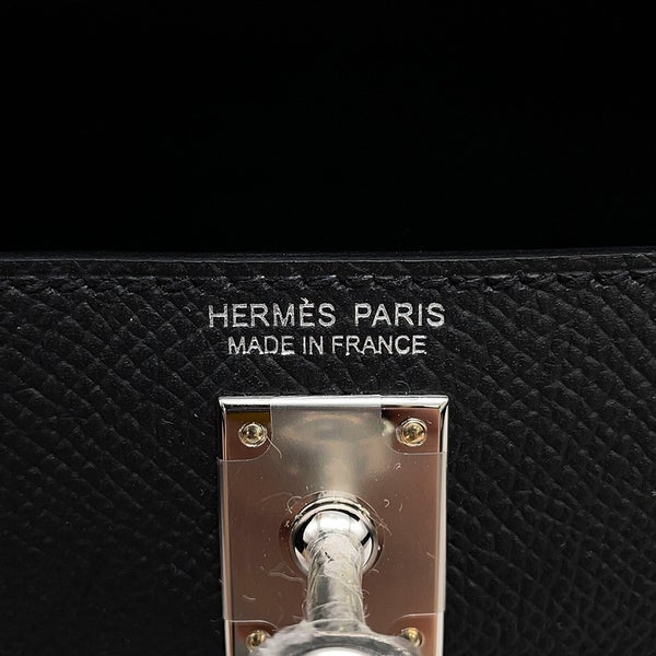 エルメス ハンドバッグ ミニケリー 外縫い ブラック/シルバー金具 エプソン G刻印 HERMES Kelly 2wayバッグ 黒