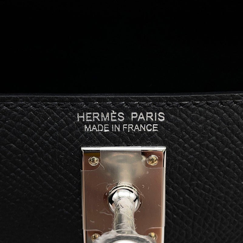 エルメス ハンドバッグ ミニケリー 外縫い ブラック/シルバー金具 エプソン G刻印 HERMES Kelly 2wayバッグ 黒