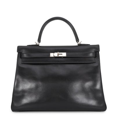 Hermès Kelly 35 Black Box Calf Palladium