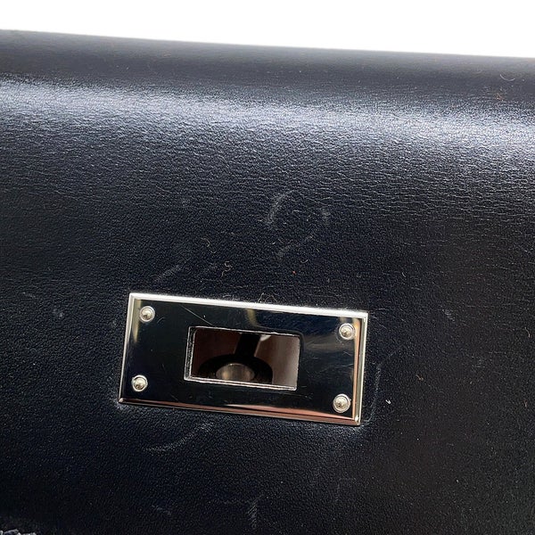 エルメス ハンドバッグ ケリー35 内縫い ブラック/シルバー金具 ボックスカーフ □J刻印 HERMES Kelly 2wayバッグ 黒