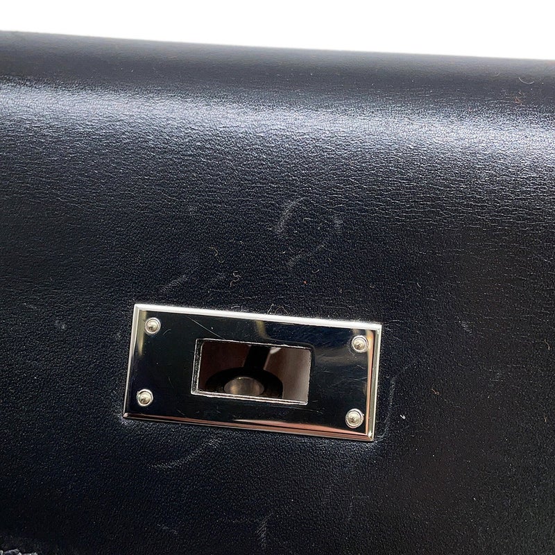 エルメス ハンドバッグ ケリー35 内縫い ブラック/シルバー金具 ボックスカーフ □J刻印 HERMES Kelly 2wayバッグ 黒