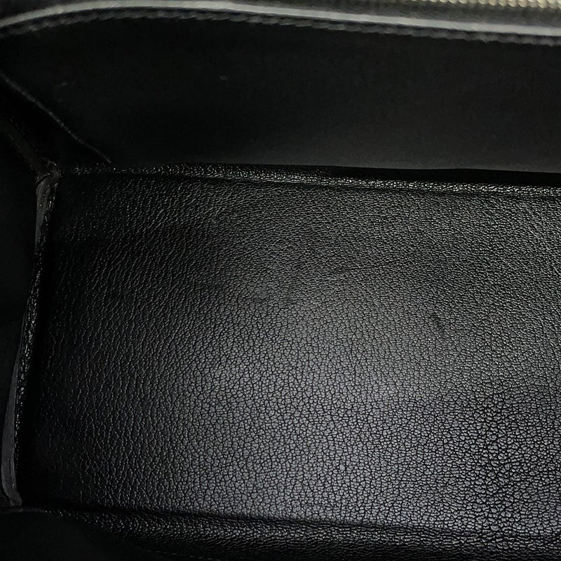 エルメス ハンドバッグ ケリー35 内縫い ブラック/シルバー金具 ボックスカーフ □J刻印 HERMES Kelly 2wayバッグ 黒