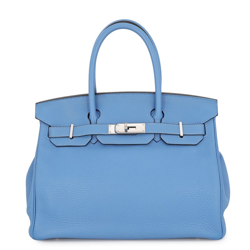 エルメス バーキン30 ブルーパラダイス/シルバー金具 トリヨンクレマンス □R刻印 HERMES Birkin ハンドバッグ