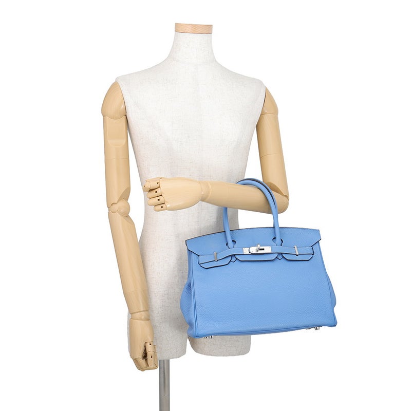 エルメス バーキン30 ブルーパラダイス/シルバー金具 トリヨンクレマンス □R刻印 HERMES Birkin ハンドバッグ