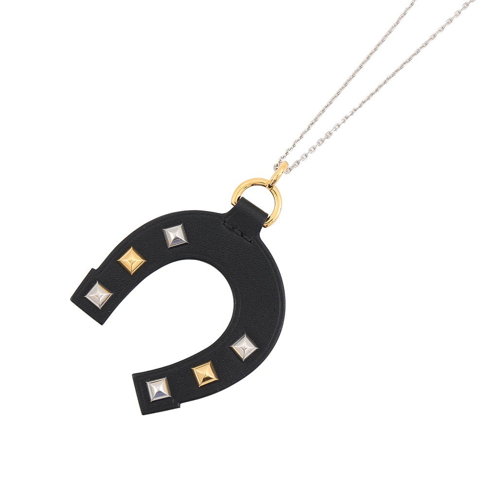 エルメス ネックレス ジョケット ブラック/ゴールド金具/シルバー金具