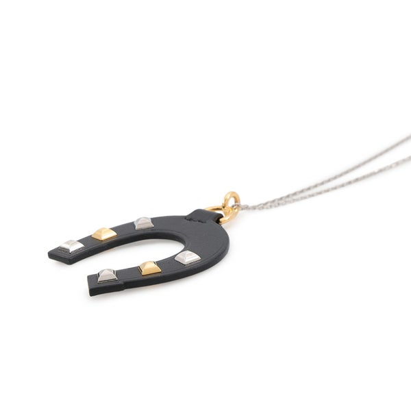 エルメス ネックレス ジョケット ブラック/ゴールド金具/シルバー金具 スイフト K刻印 アクセサリー 黒