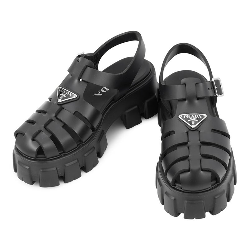 プラダ サンダル モノリス ラバー レディースサイズ37 1X853M PRADA 靴 黒
