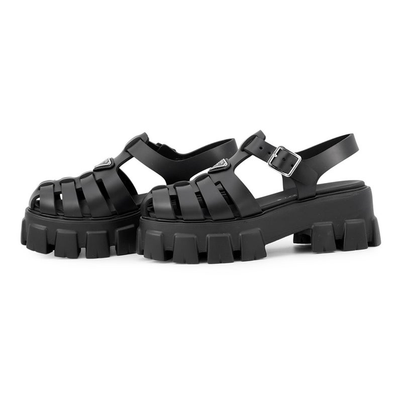 プラダ サンダル モノリス ラバー レディースサイズ37 1X853M PRADA 靴 黒